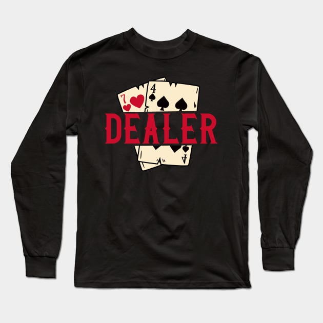 Casino Card Dealer I Poker I Blackjack print Long Sleeve T-Shirt by biNutz